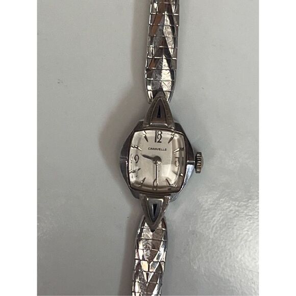 Vtg Working Caravelle By Bulova Stainless Face w/10k GF Band Wind Up Wrist Watch main image 5